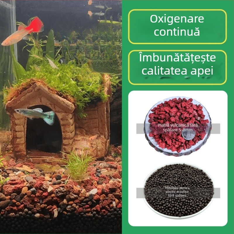 Pietre de amenajare pentru acvariu cu piatră vulcanică, nisip ceramic fără spălare, piatră pentru hidroponie, nisip de fund, oxigenare a apei