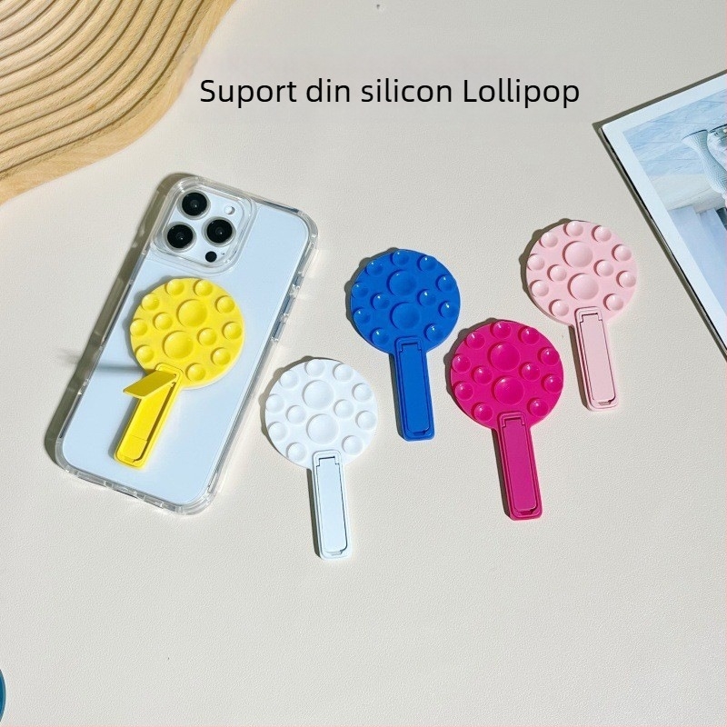 Suport pentru telefon din silicon cu ventuză, pliabil, universal, în stil desen animat