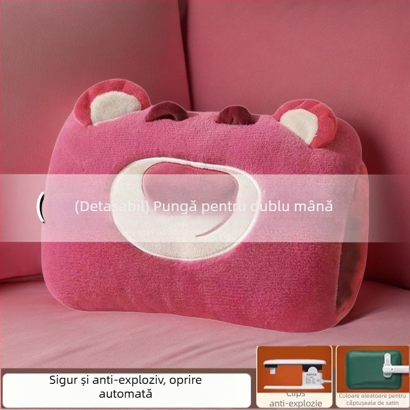 Borcă de apă fierbinte reîncărcabilă, rezistentă la explozie, cu husă plușată pentru încălzirea mâinilor și a abdomenului, din flanel