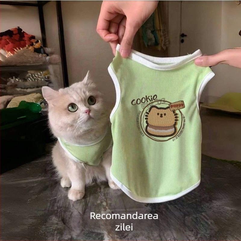 Vestă de vară pentru pisici din Ice Silk — Respirabilă, Anti-cădere a părului, Drăguță pentru pisicuțe (Material: Metal; Gen: Universal; Categorie: Îmbrăcăminte pentru animale)