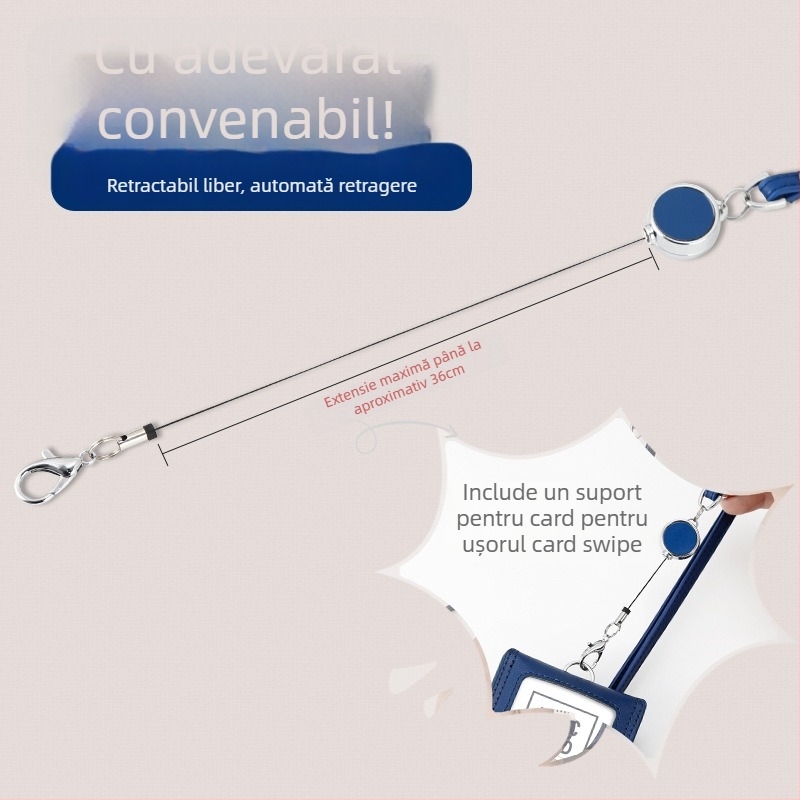 Lanyard de telefon cu buzunar pentru card, piele Ultrafilm, stil modern simplu, Kim Peak Ikadi