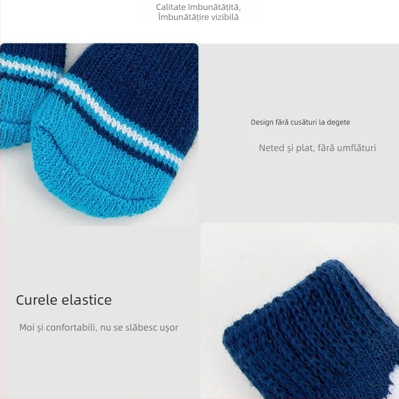 Șosete pentru animale de companie, talpă antiderapantă, din lână, model desen animat, tricot twill, pentru iarnă