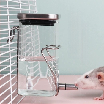 Sticlă de apă pentru hamster, corp din sticlă, funcționare silențioasă, design anti-mușcătură cu motiv ramură înflorită (Material: Alt; Categorie: Unelte pentru hrănire animale de companie; Origine: Alt; Import: Nu; Brand: Alt)