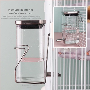 Sticlă de apă pentru hamster, corp din sticlă, funcționare silențioasă, design anti-mușcătură cu motiv ramură înflorită (Material: Alt; Categorie: Unelte pentru hrănire animale de companie; Origine: Alt; Import: Nu; Brand: Alt)