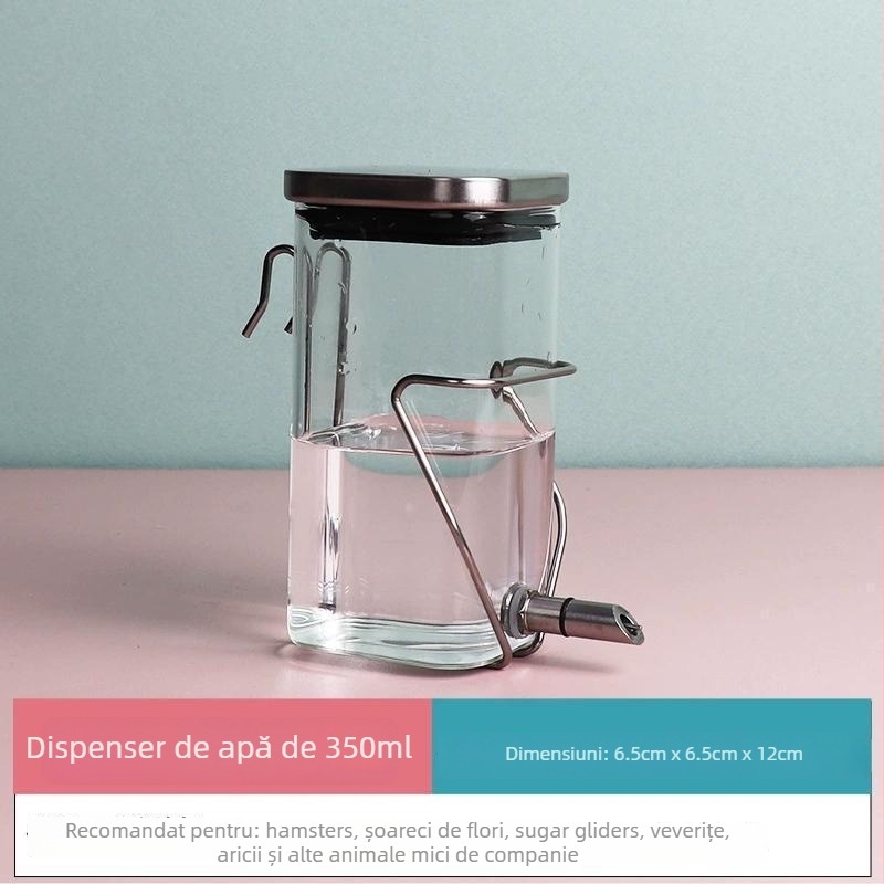 Sticlă de apă pentru hamster, corp din sticlă, funcționare silențioasă, design anti-mușcătură cu motiv ramură înflorită (Material: Alt; Categorie: Unelte pentru hrănire animale de companie; Origine: Alt; Import: Nu; Brand: Alt)