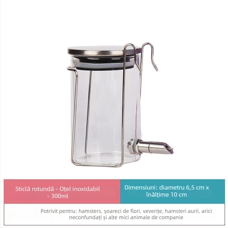 Sticlă de apă pentru hamster, corp din sticlă, funcționare silențioasă, design anti-mușcătură cu motiv ramură înflorită (Material: Alt; Categorie: Unelte pentru hrănire animale de companie; Origine: Alt; Import: Nu; Brand: Alt)