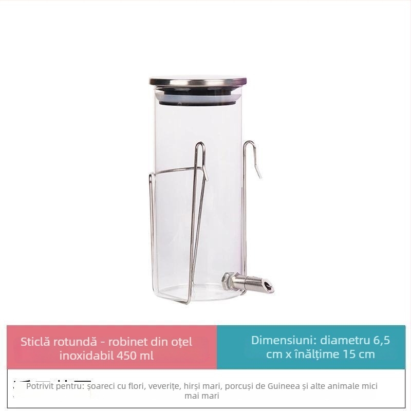 Sticlă de apă pentru hamster, corp din sticlă, funcționare silențioasă, design anti-mușcătură cu motiv ramură înflorită (Material: Alt; Categorie: Unelte pentru hrănire animale de companie; Origine: Alt; Import: Nu; Brand: Alt)