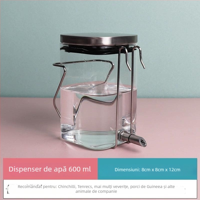 Sticlă de apă pentru hamster, corp din sticlă, funcționare silențioasă, design anti-mușcătură cu motiv ramură înflorită (Material: Alt; Categorie: Unelte pentru hrănire animale de companie; Origine: Alt; Import: Nu; Brand: Alt)