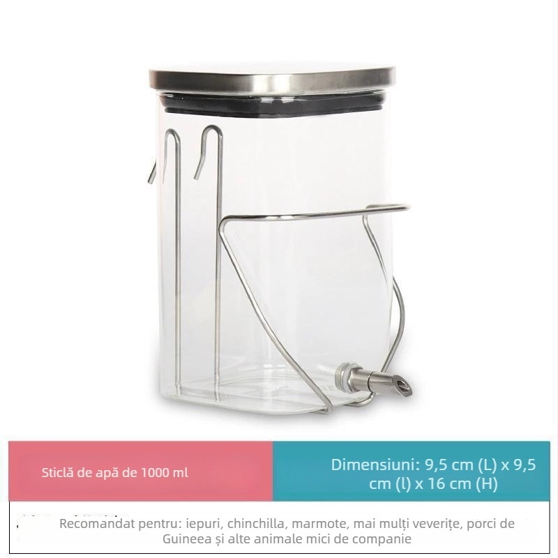 Sticlă de apă pentru hamster, corp din sticlă, funcționare silențioasă, design anti-mușcătură cu motiv ramură înflorită (Material: Alt; Categorie: Unelte pentru hrănire animale de companie; Origine: Alt; Import: Nu; Brand: Alt)