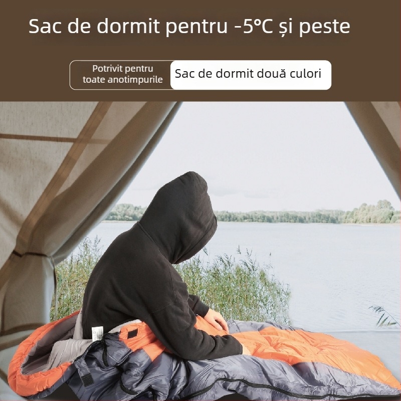 Sac de dormit Shengyuan de iarnă pentru adulți, cu umplutură Hollow Cotton, căptușeală 190T Spring Yarn, țesătură 190T Polyester Silk, stil plic, greutate 1,3 kg