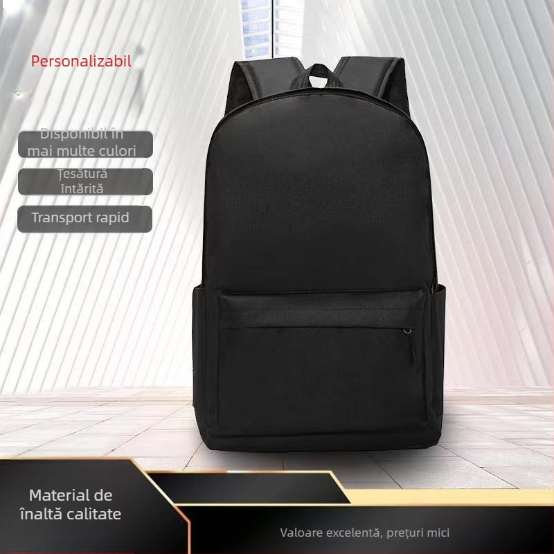 Rucsac școlar din pânză, respirabil și impermeabil, stil urban minimalist, bretele curbate, pentru elevi de gimnaziu