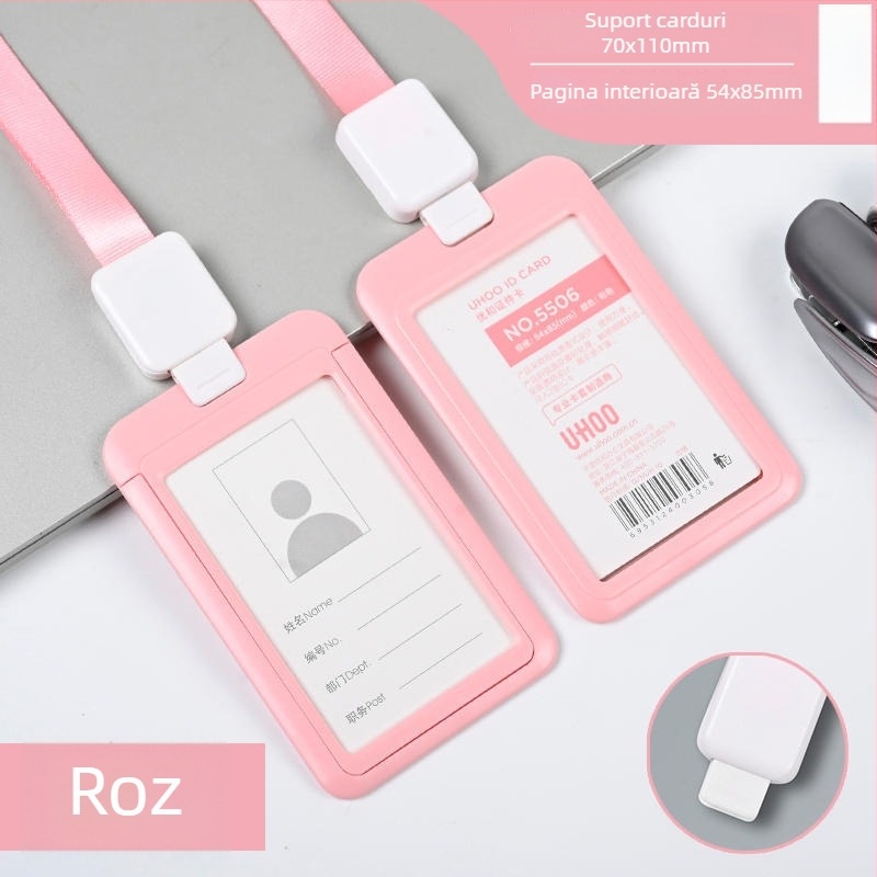 Suport retractabil pentru carduri — din plastic, brand Uhoo/youhe, stil modern minimalist, pentru carduri de identitate, carduri de autobuz, carduri de joc, ecusoane de angajat și ecusoane de fabrică
