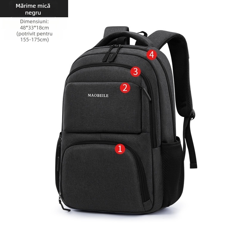 Ghiozdan școlar pentru laptop, material Oxford, capacitate 36–55 L, buzunar pentru laptop, închidere cu fermoar, bretele cu pernă de aer, respirabil