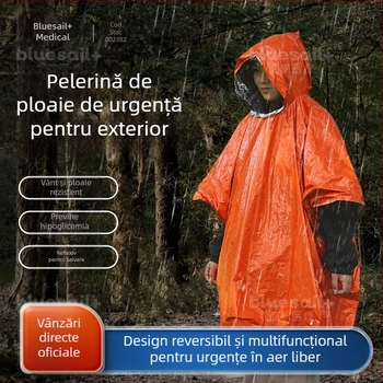 Sac de dormit izolat de urgență pentru camping în aer liber – protecție solară, rezistent la umiditate, rezistent la frig (Brand: Blue Sail; Model: Emergency blanket)