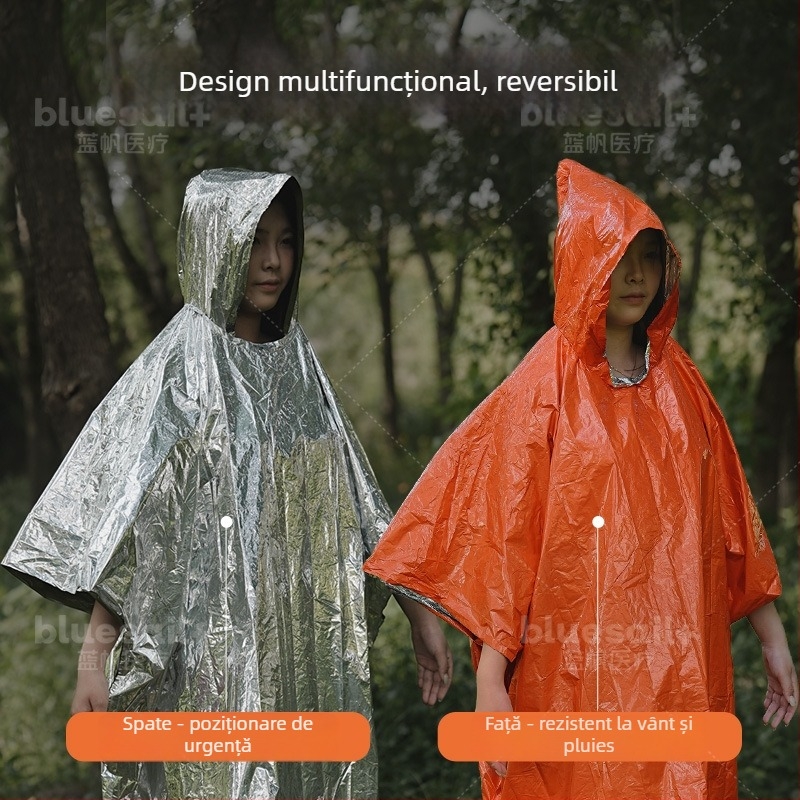 Sac de dormit izolat de urgență pentru camping în aer liber – protecție solară, rezistent la umiditate, rezistent la frig (Brand: Blue Sail; Model: Emergency blanket)