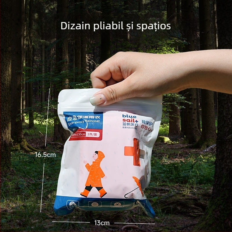 Sac de dormit izolat de urgență pentru camping în aer liber – protecție solară, rezistent la umiditate, rezistent la frig (Brand: Blue Sail; Model: Emergency blanket)