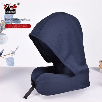 Pernă cervicală din spumă cu memorie, în formă de U, husă Ice Silk, pentru călătorii