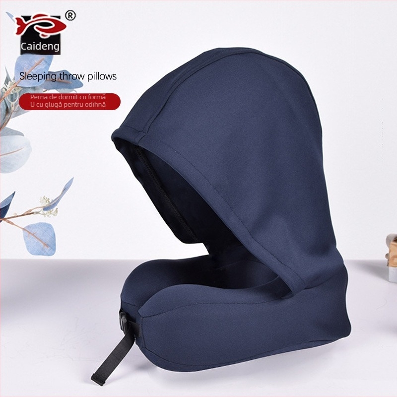 Pernă cervicală din spumă cu memorie, în formă de U, husă Ice Silk, pentru călătorii