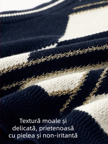 Vestă pentru copii cu decolteu în V — 93,5% bumbac, stil preppy, model cu desene animate, pentru vârsta 8+, iarnă-primăvară-toamnă