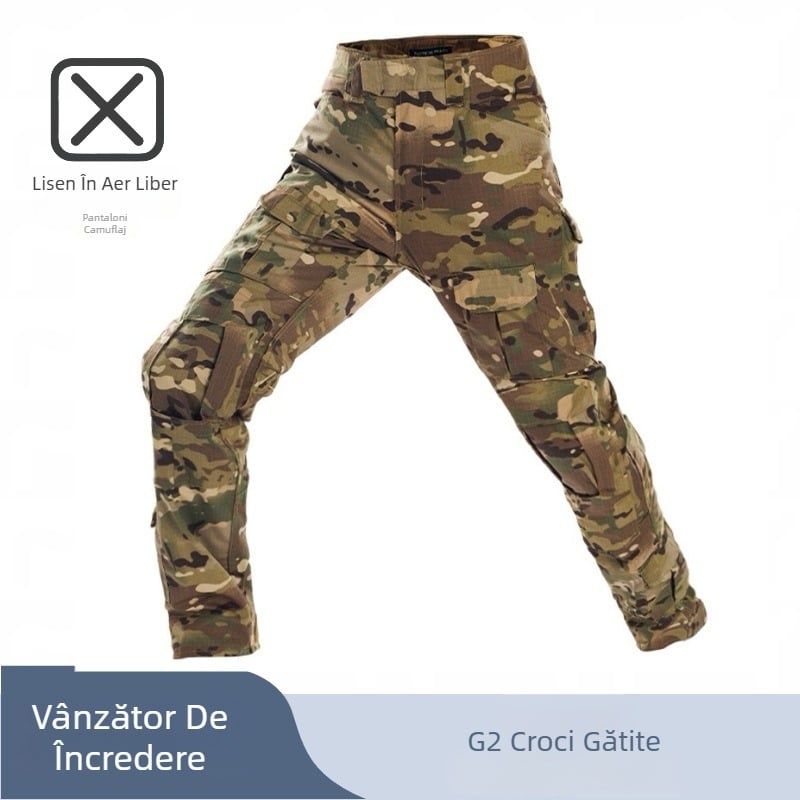 G2 Frog Pants Unisex Pantaloni Tactici Camuflați, cu Protecție pentru Genunchi, din Amestec de Bumbac, Respirabili, Impermeabili, Protecție UV, Pentru Toate Sezoanele