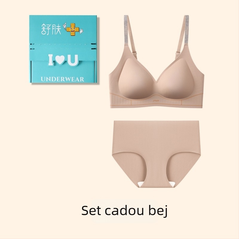 Set de lenjerie din nailon, cupe 3/4, cupe subțiri modelate, fără inel metalic, bretele fixe dublu, închidere la spate cu patru cârlige