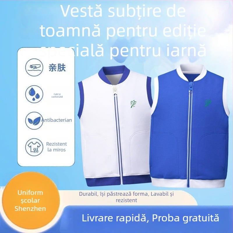 Pinocchio set școlar unisex: vestă tricotată cu pulover, două piese (sus + jos), polyester 30-50%, țesătură sintetică tratată moale, rezistent la vânt și cald