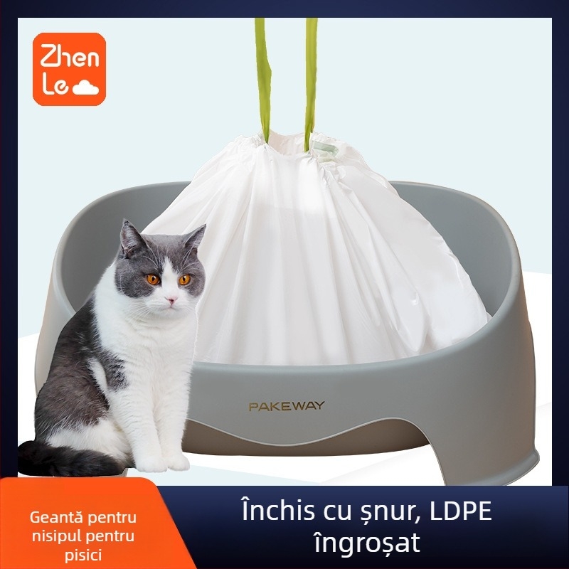 Pungi pentru deșeuri de pisică, LDPE, groase, de unică folosință, portabile, 85 buc. într-o cutie, origine Taizhou, Zhejiang