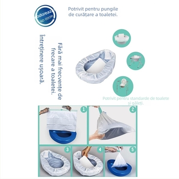 Sac de urgență pentru urinare cu pad absorbant, toaletă portabilă în aer liber, material PE, închidere cu șnur, mare capacitate de absorbție; geantă 53×38 cm, pad 24×13 cm (1200 ml)