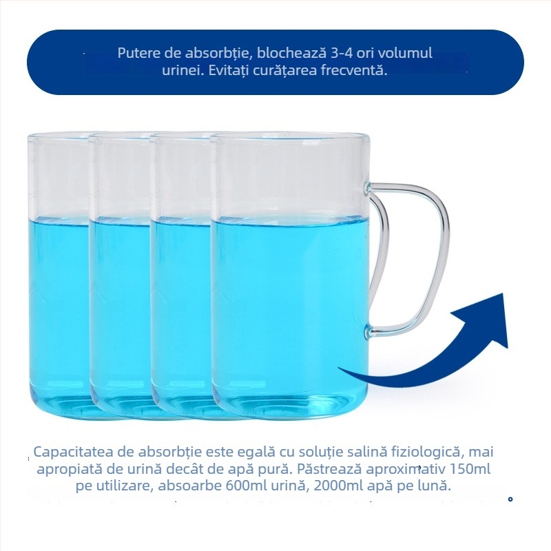 Sac de urgență pentru urinare cu pad absorbant, toaletă portabilă în aer liber, material PE, închidere cu șnur, mare capacitate de absorbție; geantă 53×38 cm, pad 24×13 cm (1200 ml)