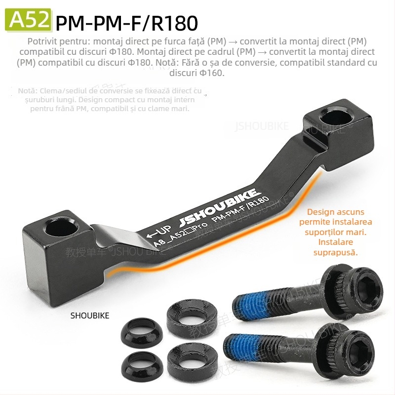 Adaptor de bază pentru frână cu disc pentru bicicletă de munte, compatibil cu mai multe rotoare, frână mecanică sau hidraulică.