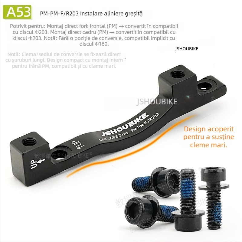 Adaptor de bază pentru frână cu disc pentru bicicletă de munte, compatibil cu mai multe rotoare, frână mecanică sau hidraulică.