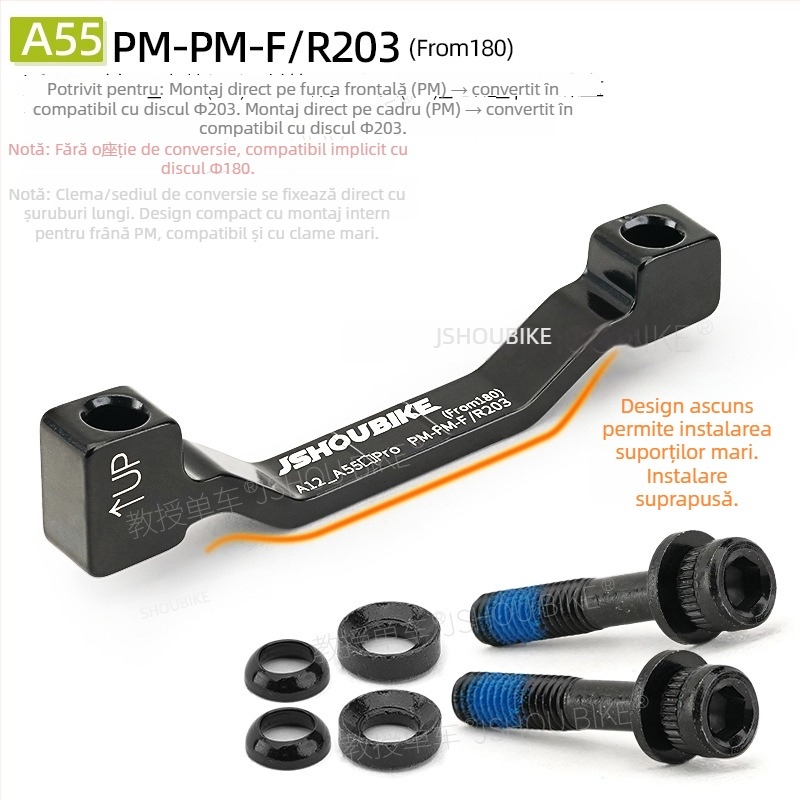 Adaptor de bază pentru frână cu disc pentru bicicletă de munte, compatibil cu mai multe rotoare, frână mecanică sau hidraulică.