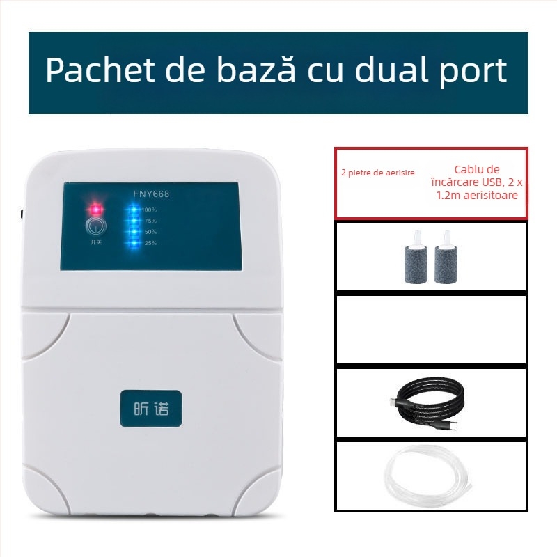 Aerator de oxigen FNY668, USB reîncărcabil, funcționare mecanică, tensiune 4.2V, putere 210