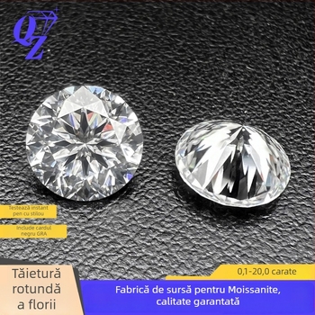 Moissanite Plum Blossom Cut piatră liberă, formă rotundă, lustruită, personalizabilă