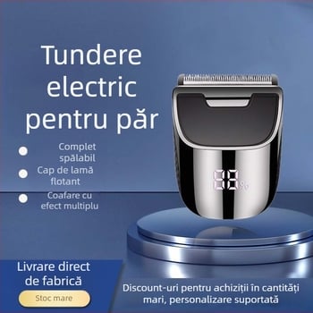 Mașină de tuns păr cu lamă detașabilă lavabilă din oțel inoxidabil, baterie încorporată reîncărcabilă 500-800 mAh, motor cu peri