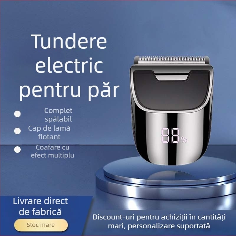 Mașină de tuns păr cu lamă detașabilă lavabilă din oțel inoxidabil, baterie încorporată reîncărcabilă 500-800 mAh, motor cu peri