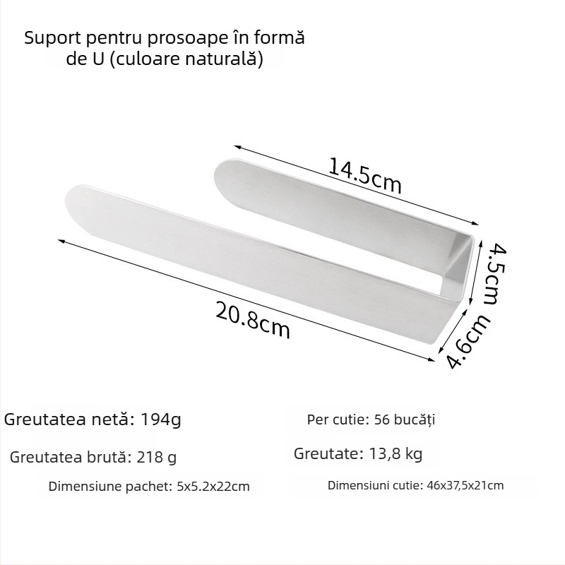 Raft pentru prosoape de hârtie din oțel inoxidabil 304, finisaj mat, montaj cu adeziv fără găuri, 1 nivel, sarcină 5 kg
