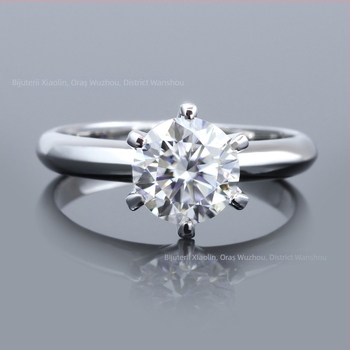 Inel din moissanit, cu inlay, formă circulară, claritate VVS