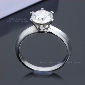 Inel din moissanit, cu inlay, formă circulară, claritate VVS