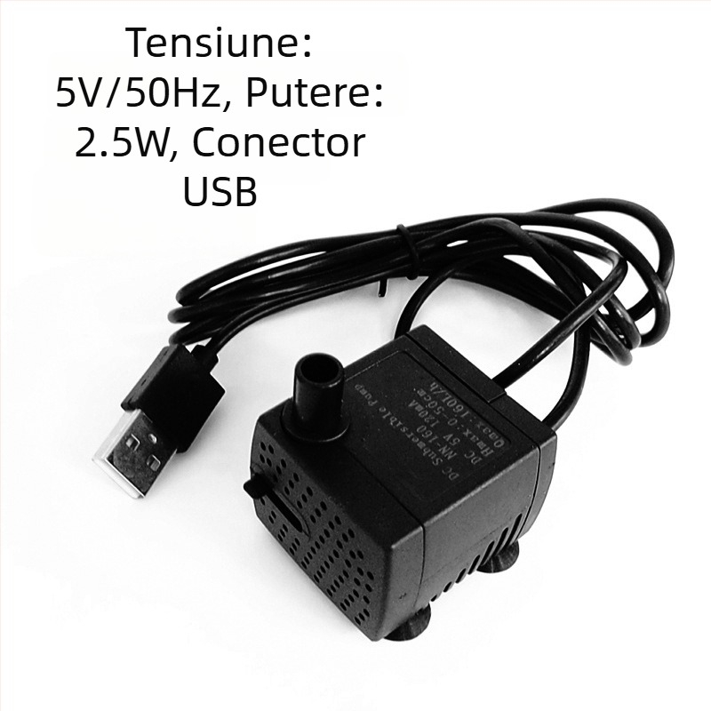 Mini pompă submersibilă pentru acvariu — USB, circulare, silențioasă și economică; fără import, greutate 0.2