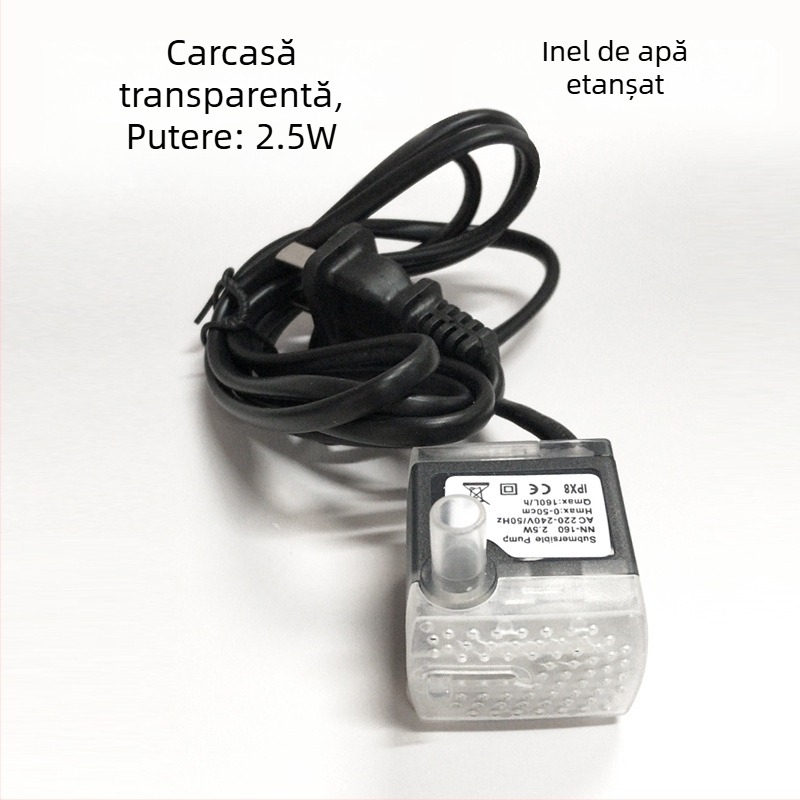 Mini pompă submersibilă pentru acvariu — USB, circulare, silențioasă și economică; fără import, greutate 0.2