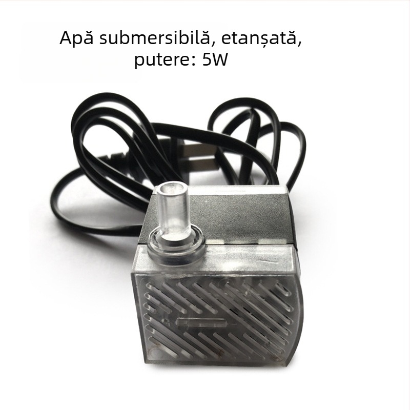 Mini pompă submersibilă pentru acvariu — USB, circulare, silențioasă și economică; fără import, greutate 0.2