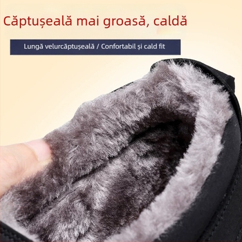 Papuci bărbați Warrior din material Old Beijing, calzi și groși, partea superioară din bumbac, talpă PVC