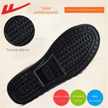 Papuci bărbați Warrior din material Old Beijing, calzi și groși, partea superioară din bumbac, talpă PVC