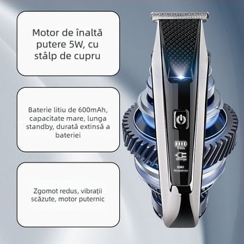 Mașină de tuns păr electrică pentru bărbați cu afișaj digital, lamă din aliaj de titan, baterie încorporată 500–800 mAh, motor cu peri, zgomot sub 36 dB
