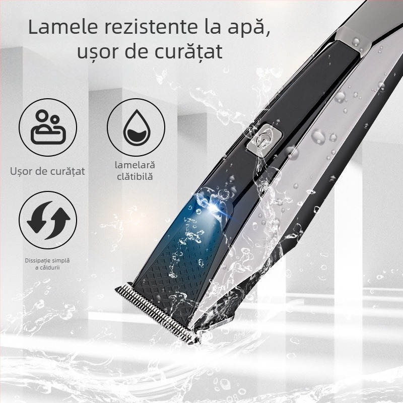 Mașină de tuns păr electrică pentru bărbați cu afișaj digital, lamă din aliaj de titan, baterie încorporată 500–800 mAh, motor cu peri, zgomot sub 36 dB