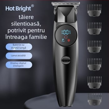 Ustensilă de tuns părul cu afișaj digital, baterie încorporată reîncărcabilă 1200–2000mAh, lame din oțel inoxidabil, motor cu peri