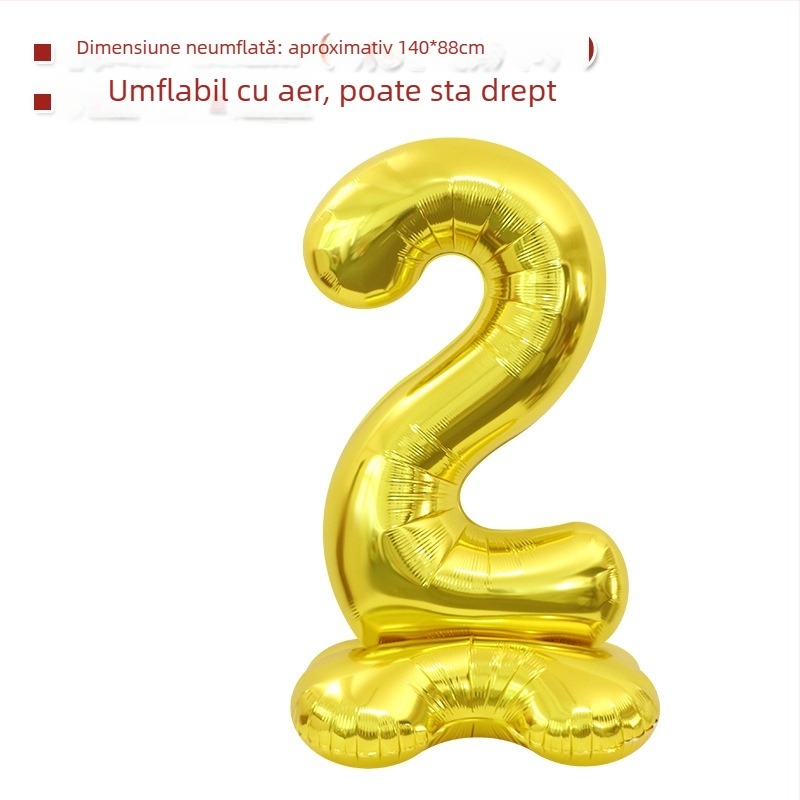 Balon cu număr 2026, 3D, stand înalt – balon din folie de aluminiu, formă de cifră, imprimarea siglei nu este posibilă