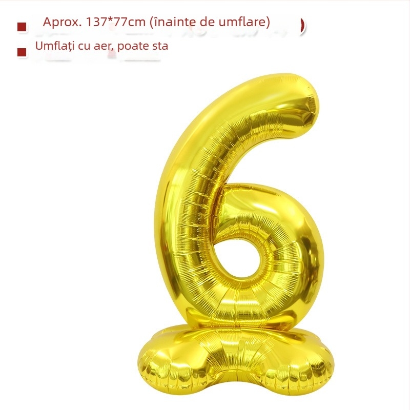 Balon cu număr 2026, 3D, stand înalt – balon din folie de aluminiu, formă de cifră, imprimarea siglei nu este posibilă