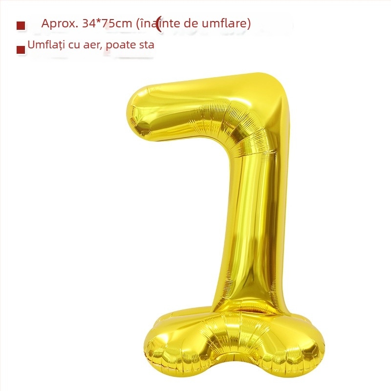 Balon cu număr 2026, 3D, stand înalt – balon din folie de aluminiu, formă de cifră, imprimarea siglei nu este posibilă